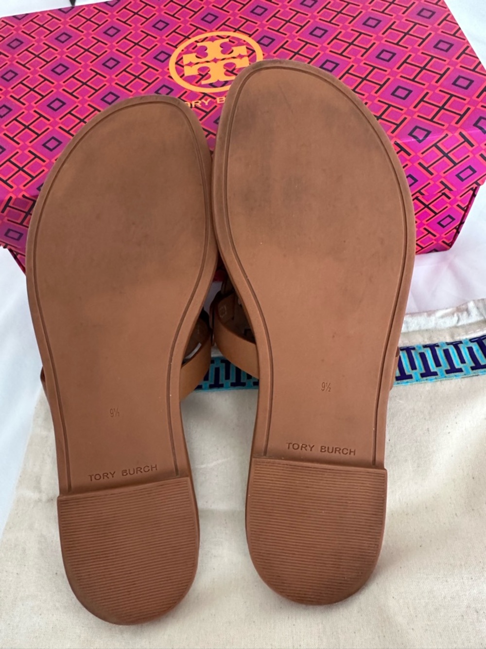 Tory Burch Leather Miller Sandals | Bourbon Miele | Size 9.5 - Picture 5 of 7